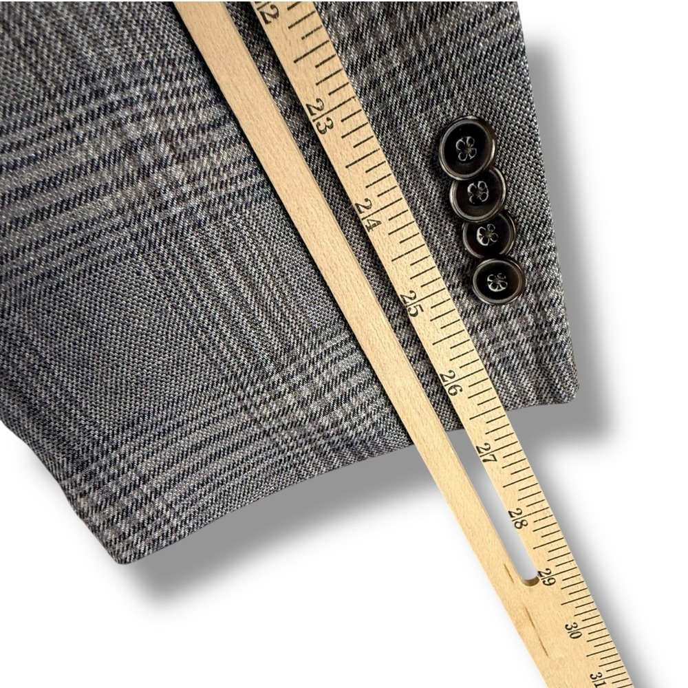 Jos. A. Bank 1905 Tailored Fit 100% Linen Blazer Glen Check Plaid Mens 46R Gray - Picture 10 of 10